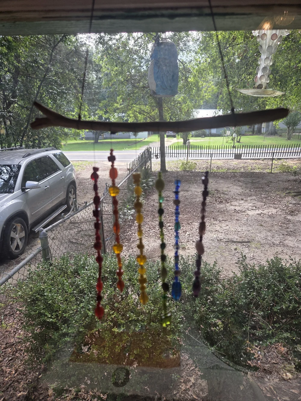 Handmade Chakra Beaded Driftwood Wall Hanging - Multicolor